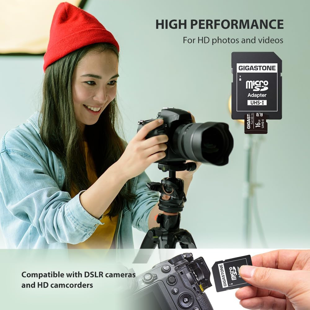 16GB 2-Pack Micro SD Card, FHD Video, Surveillance Security Cam Action Camera Drone, 85Mb/S Micro SDHC UHS-I U1 Class 10